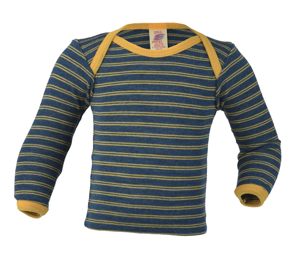 ENGEL WOOL SHIRTS LONG-SLEEVE | BABY & YOUTH-SAPPHIRE SUNSHINE YELLOW STRIPE (ALL WOOL)-ENVELOPE-NECK LONG-SLEEVE-62/68 (3-6m)-YOOKI