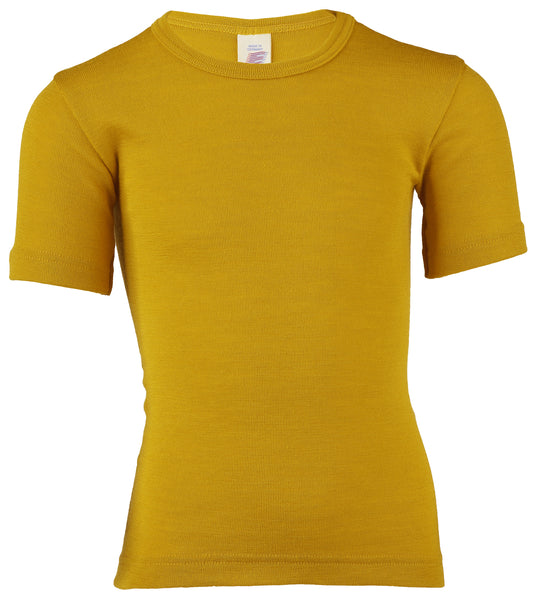 ENGEL WOOL SHIRTS SHORT-SLEEVE | BABY & YOUTH-SAFFRON Wool/Silk-STANDARD SHORT-SLEEVE-92 (2-3T)-YOOKI