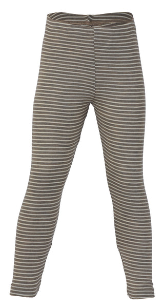 ENGEL WOOL LEGGINGS | PANTS | YOUTH-WALNUT & NATURAL STRIPE W|S-104 (3-4Y)-WOOL/SILK LEGGING FINE RIB-YOOKI