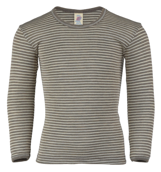 ENGEL WOOL SHIRTS LONG-SLEEVE | BABY & YOUTH-WALNUT & NATURAL STRIPE W|S BLEND-STANDARD LONG-SLEEVE-92 (2-3Y)-YOOKI