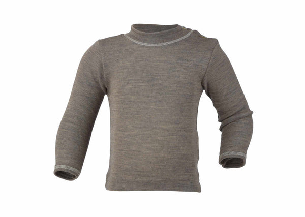 ENGEL WOOL SHIRTS LONG-SLEEVE | BABY & YOUTH-WALNUT W|S BLEND-SHOULDER BUTTONS-MOTHER OF PEARL-62/68 (3-6m)-YOOKI